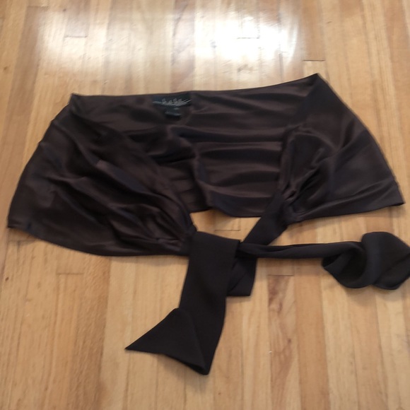 BCBGMAXAZRIA Dress Silk, Dark Brown with Sash - Picture 9 of 11